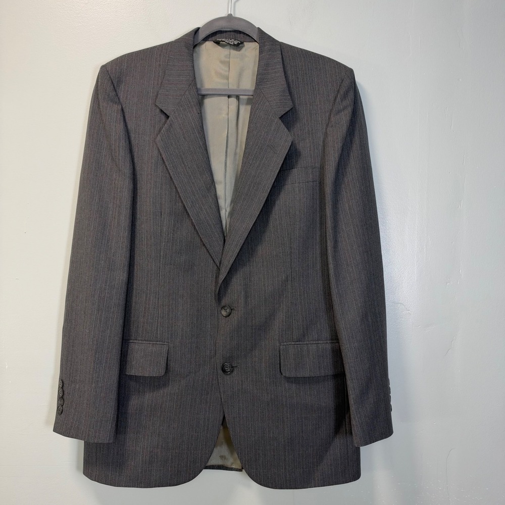 Vintage Nino Cerruti Rue Royale Mens Gray Pinstripe Blazer Sport Coat 40L